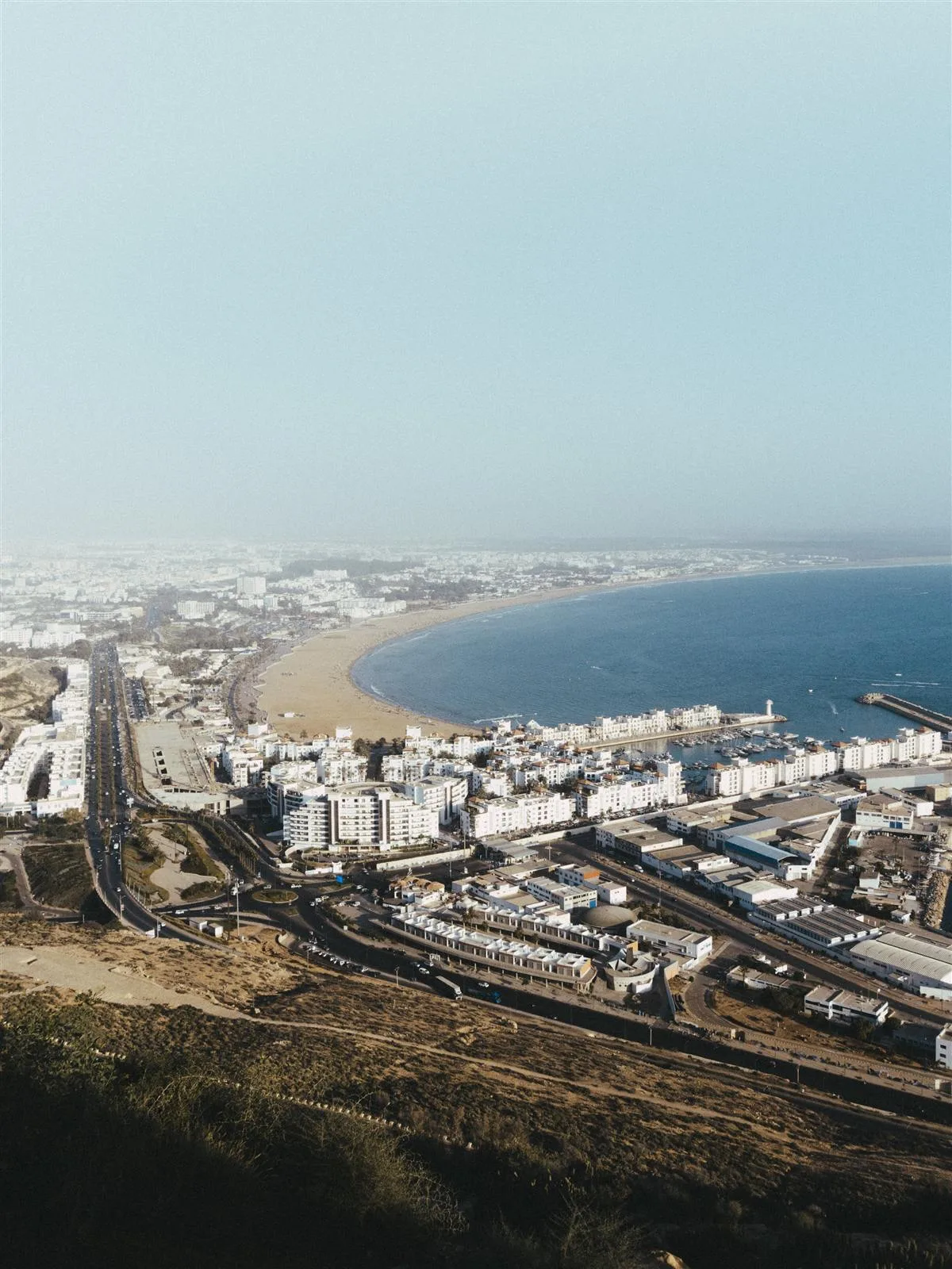 Aerial view of Agadir bay and marina