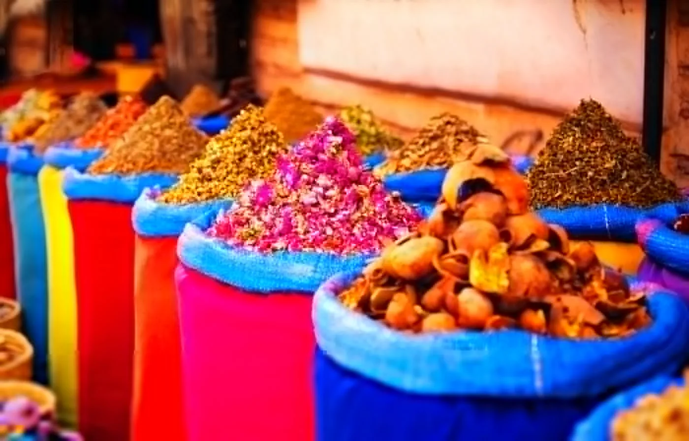 Moroccan souk market stalls